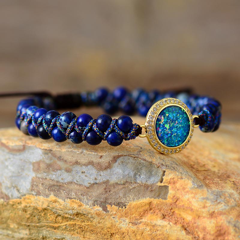 Enchanting Fire Opal & Jasper Bracelet - Bracelets - Pretland | Spiritual Crystals & Jewelry