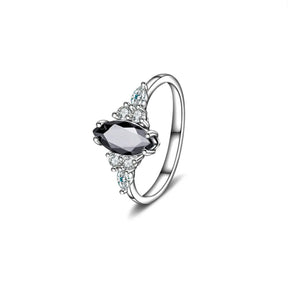 Chic Black Agate Silver Ring