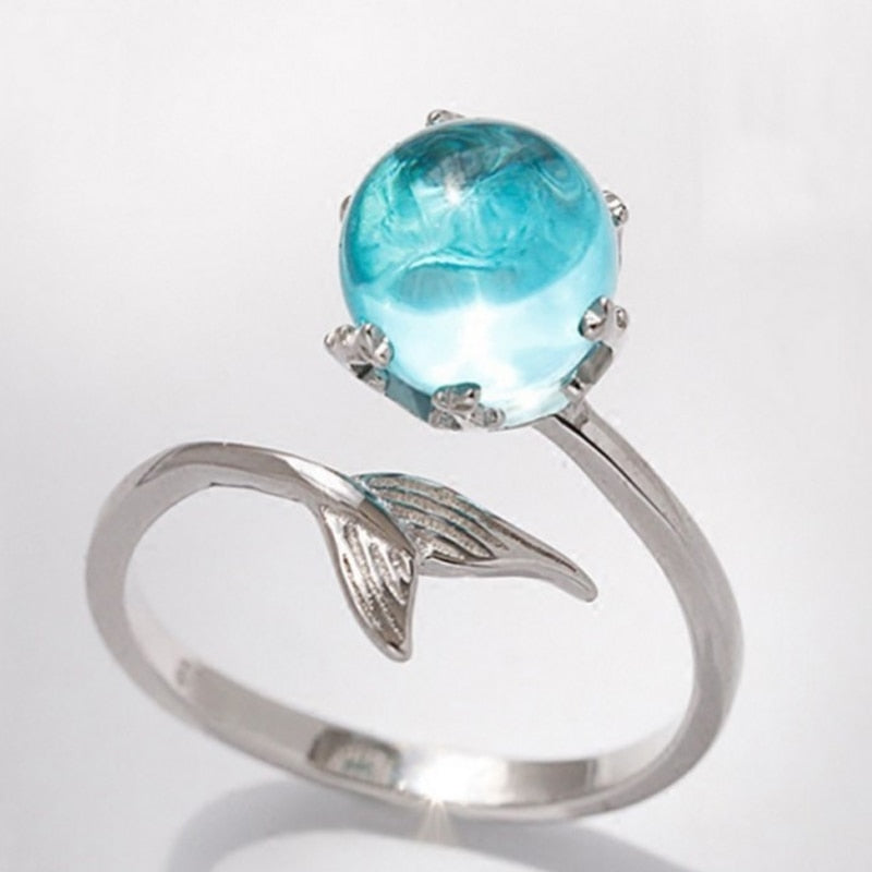 Pretty Mermaid Sterling Silver Ring - Rings - Pretland | Spiritual Crystals & Jewelry