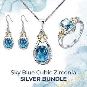 Sky Blue Cubic Zirconia Silver Bundle - Bundles - Pretland | Spiritual Crystals & Jewelry