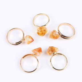 Spiritual Raw Citrine Crystal Irregular Ring - Gold Plated - Rings - Pretland | Spiritual Crystals & Jewelry