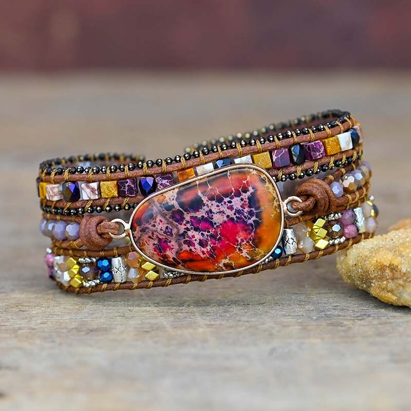 Emperor Stone Harlequin Wrap Bracelet - Wrap Bracelets - Pretland | Spiritual Crystals & Jewelry