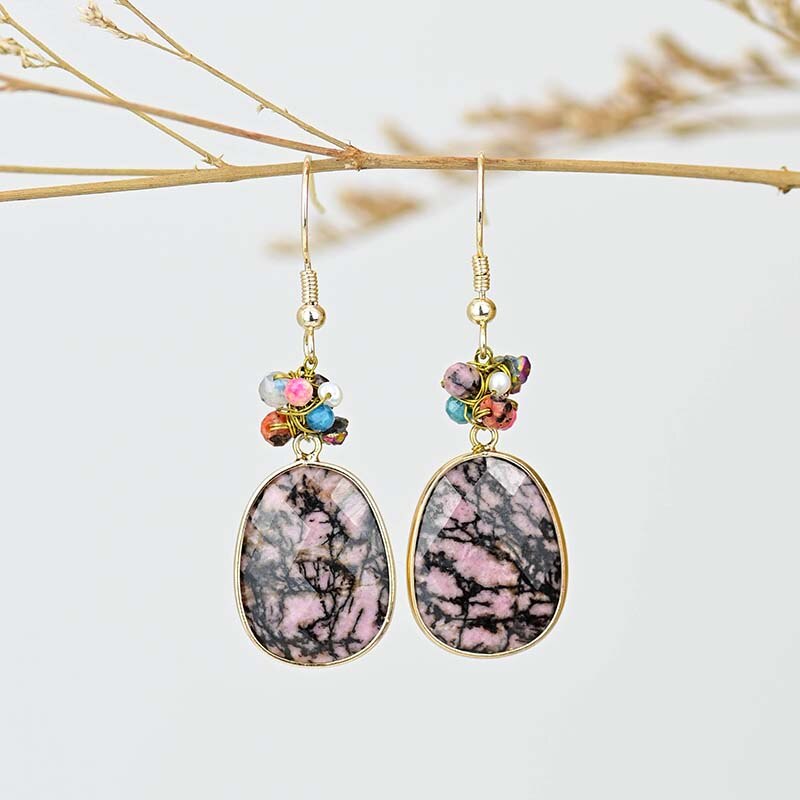 Spiritual Pink Stone Earrings - Earrings - Pretland | Spiritual Crystals & Jewelry