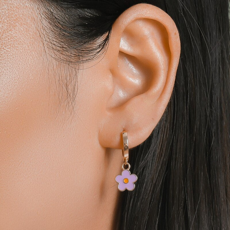 Flower 925 Sterling Silver Hoop Earrings - Earrings - Pretland | Spiritual Crystals & Jewelry