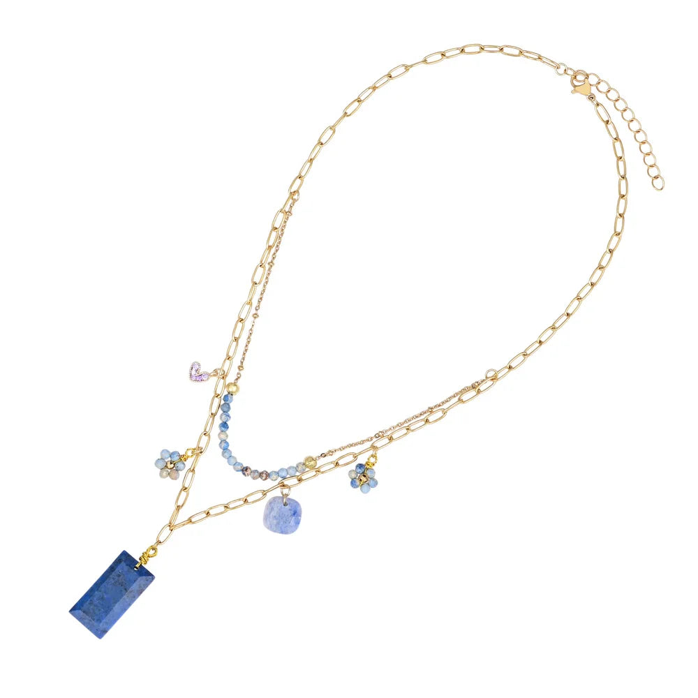 Chic Design Rectangle Lapis Lazuli Necklace