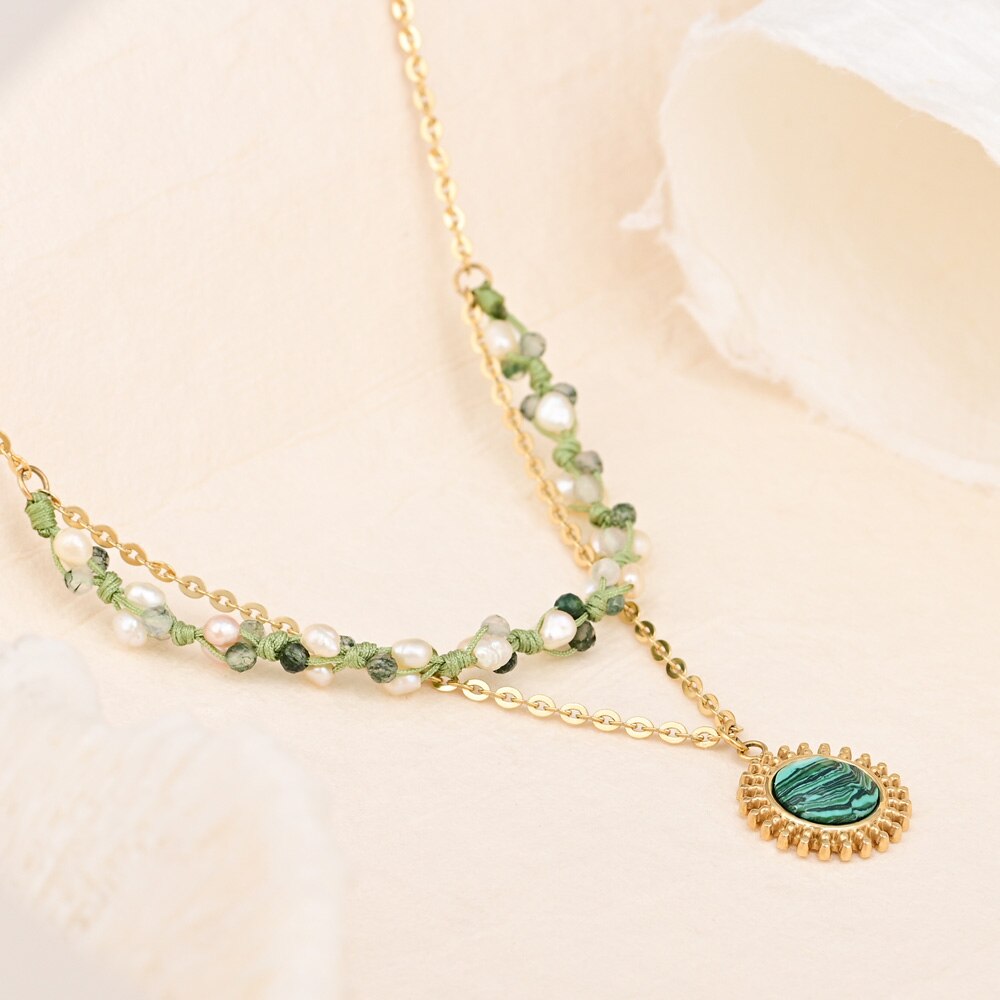 Boho Elegant Malachite Necklace - Necklaces - Pretland | Spiritual Crystals & Jewelry