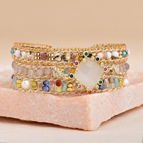 Vegan Clear Quartz Wrap Bracelet - Bracelets - Pretland | Spiritual Crystals & Jewelry