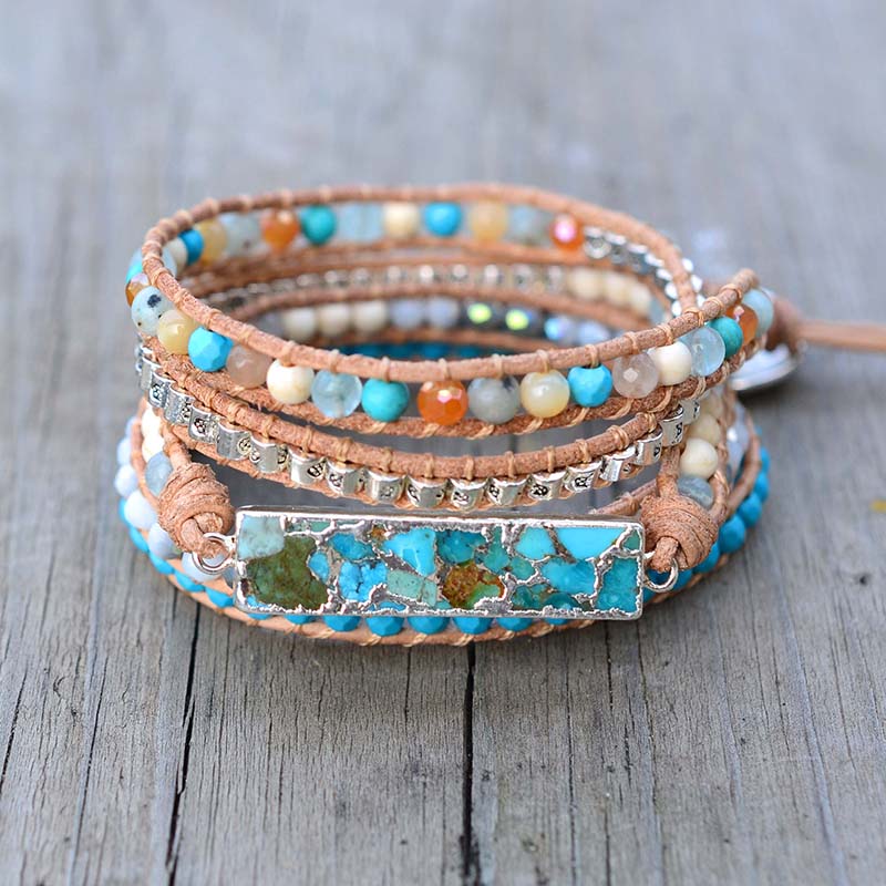 Intense Turquoise Protection Bracelet - Wrap Bracelets - Pretland | Spiritual Crystals & Jewelry
