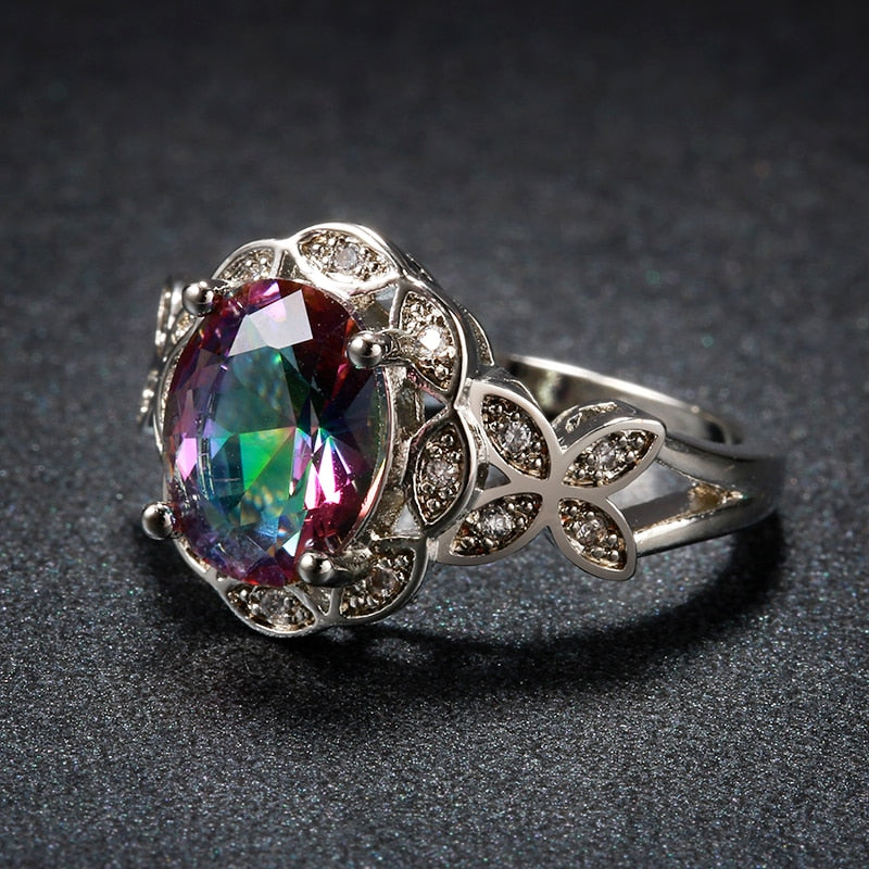 Mystic Rainbow Topaz Sterling Silver Ring - Rings - Pretland | Spiritual Crystals & Jewelry