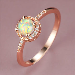 Rial Rose Gold White Fire Opal Ring - 5 - Rings - Pretland | Spiritual Crystals & Jewelry