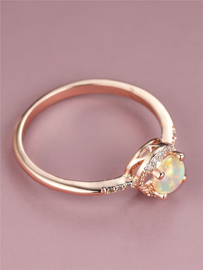 Rial Rose Gold White Fire Opal Ring - Rings - Pretland | Spiritual Crystals & Jewelry