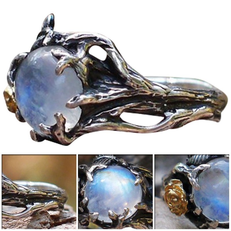 Vintage Natural Moonstone Silver Ring - Rings - Pretland | Spiritual Crystals & Jewelry