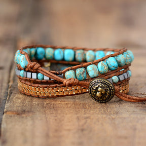 Turquoise Amazonite Wrap Bracelet - Wrap Bracelets - Pretland | Spiritual Crystals & Jewelry