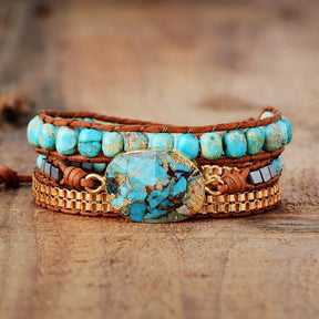 Turquoise Amazonite Wrap Bracelet - Wrap Bracelets - Pretland | Spiritual Crystals & Jewelry