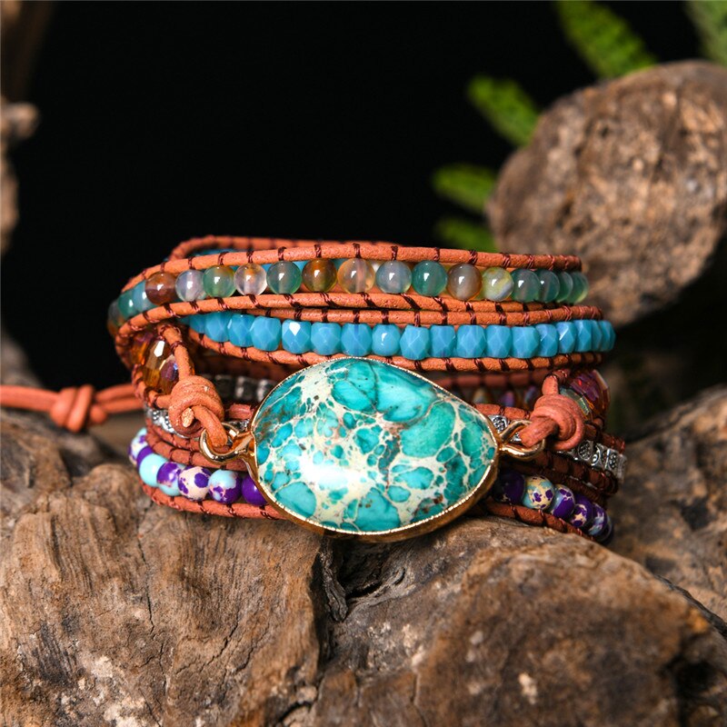 Jasper Protection Wrap Bracelet - Wrap Bracelets - Pretland | Spiritual Crystals & Jewelry