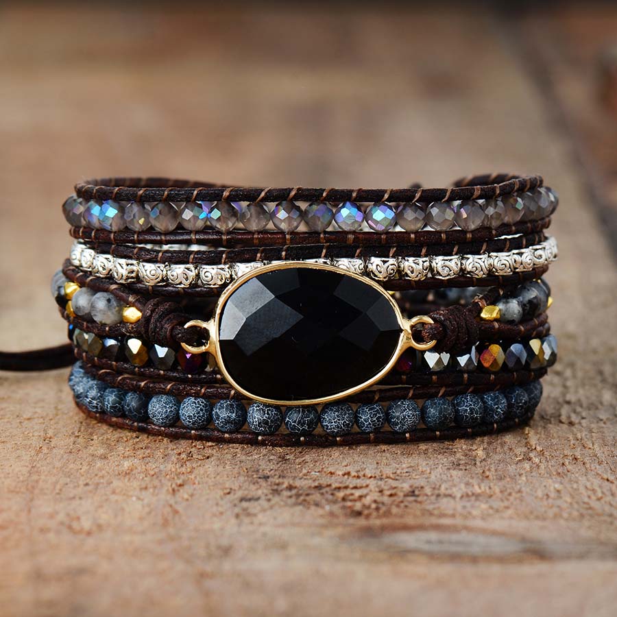 Powerful Onyx Wrap Bracelet - Wrap Bracelets - Pretland | Spiritual Crystals & Jewelry