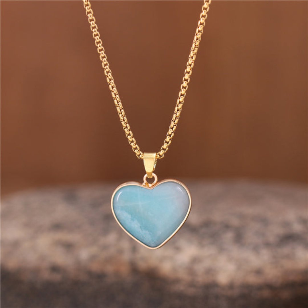 Spiritual Heart Natural Stone Necklace - Amazonite - Necklaces - Pretland | Spiritual Crystals & Jewelry