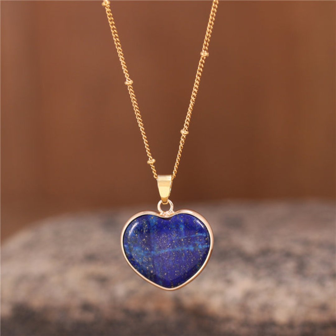 Spiritual Heart Natural Stone Necklace - Lapis lazuli - Necklaces - Pretland | Spiritual Crystals & Jewelry