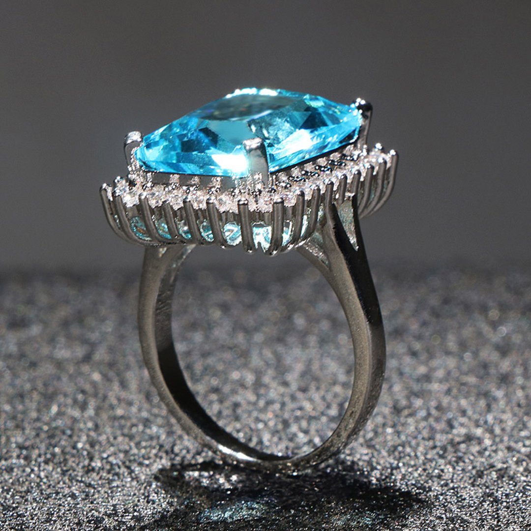 Enchanting Aquamarine 925 Steling Silver Ring - Rings - Pretland | Spiritual Crystals & Jewelry