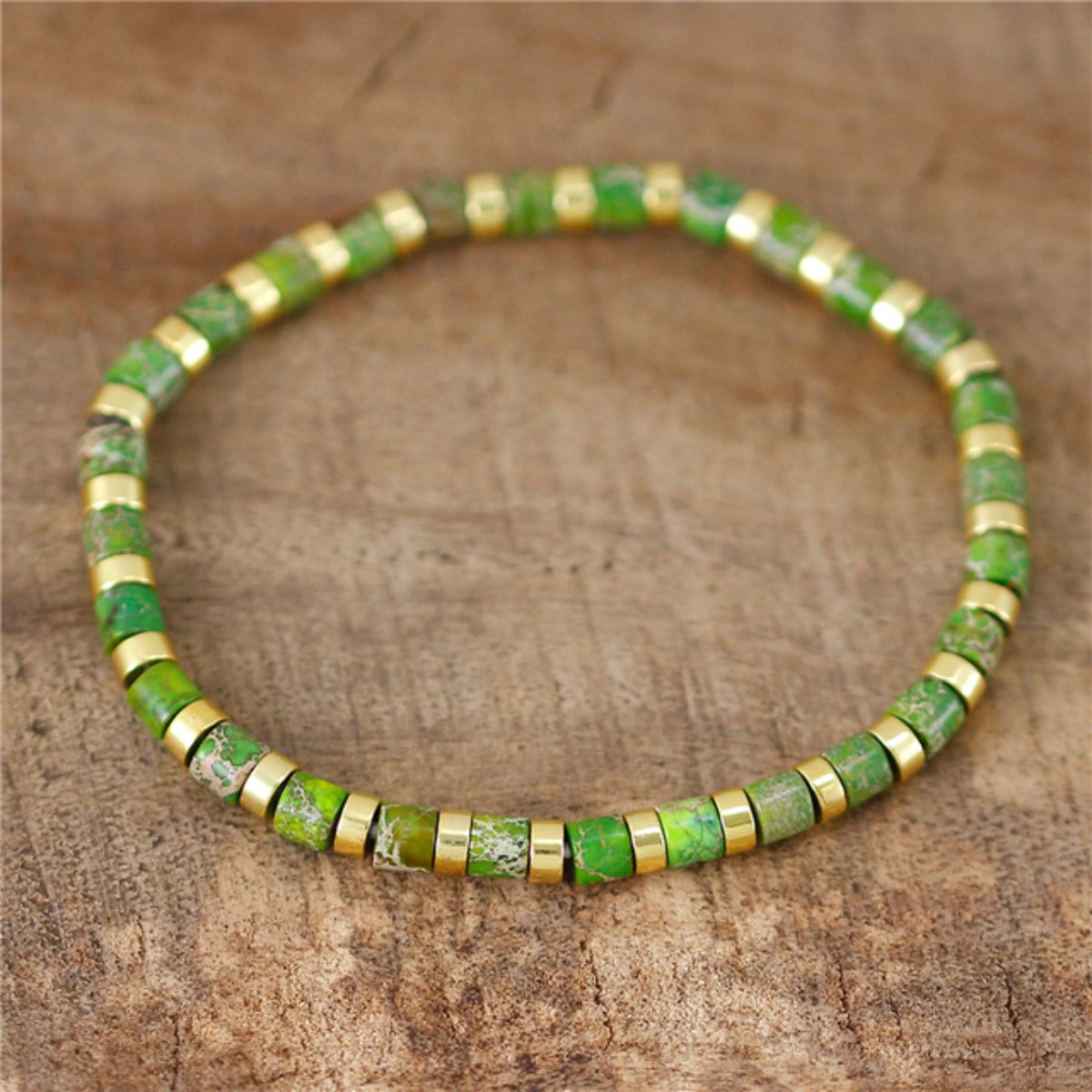 Ethnic Natural Stone Jaspers Beads Bracelet - Light green - Bracelets - Pretland | Spiritual Crystals & Jewelry