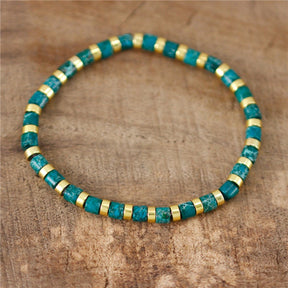Ethnic Natural Stone Jaspers Beads Bracelet - Dark Green - Bracelets - Pretland | Spiritual Crystals & Jewelry