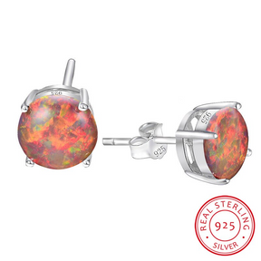 Spiritual Fire Opal Sterling Silver Earrings - Orange - Earrings - Pretland | Spiritual Crystals & Jewelry