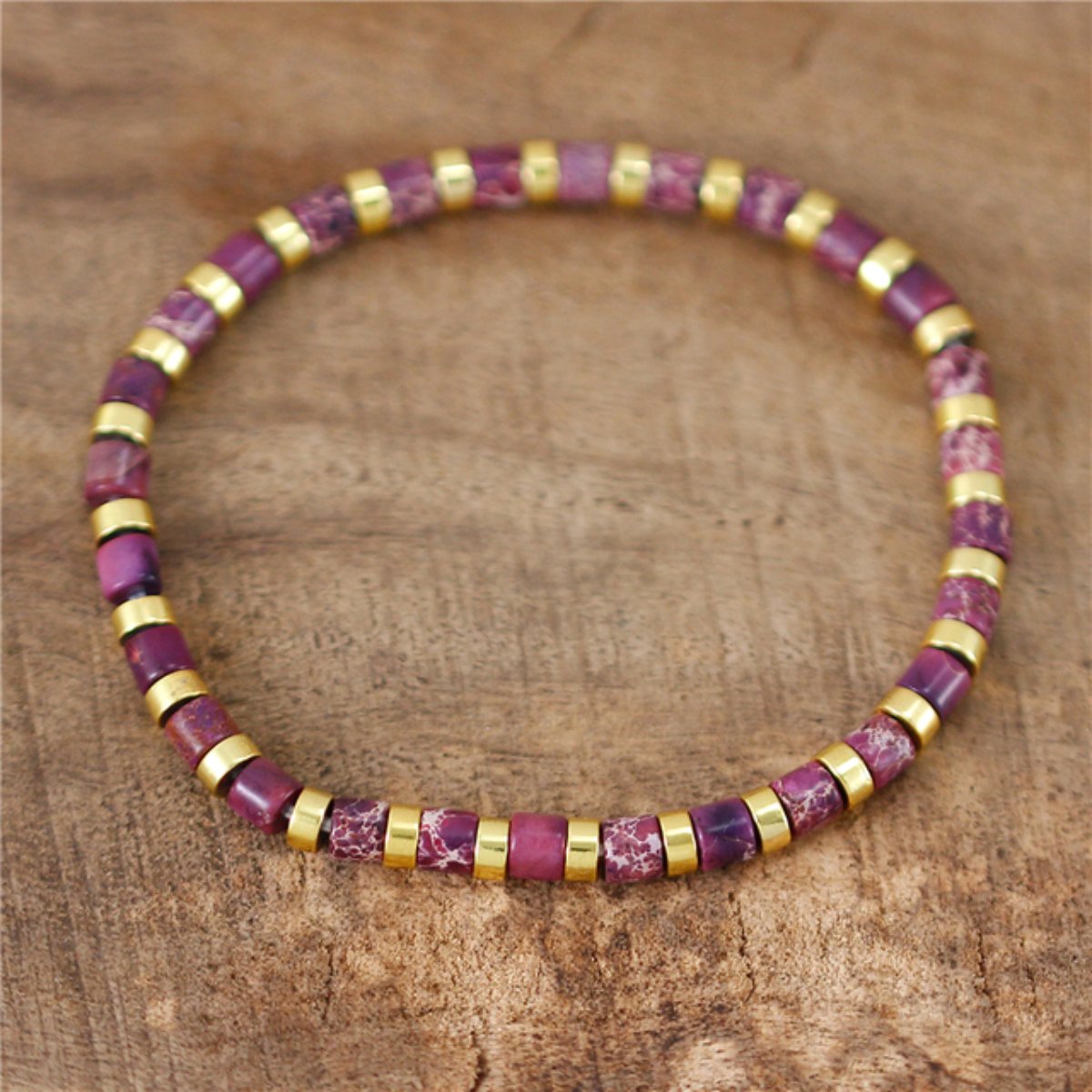 Ethnic Natural Stone Jaspers Beads Bracelet - Purple - Bracelets - Pretland | Spiritual Crystals & Jewelry