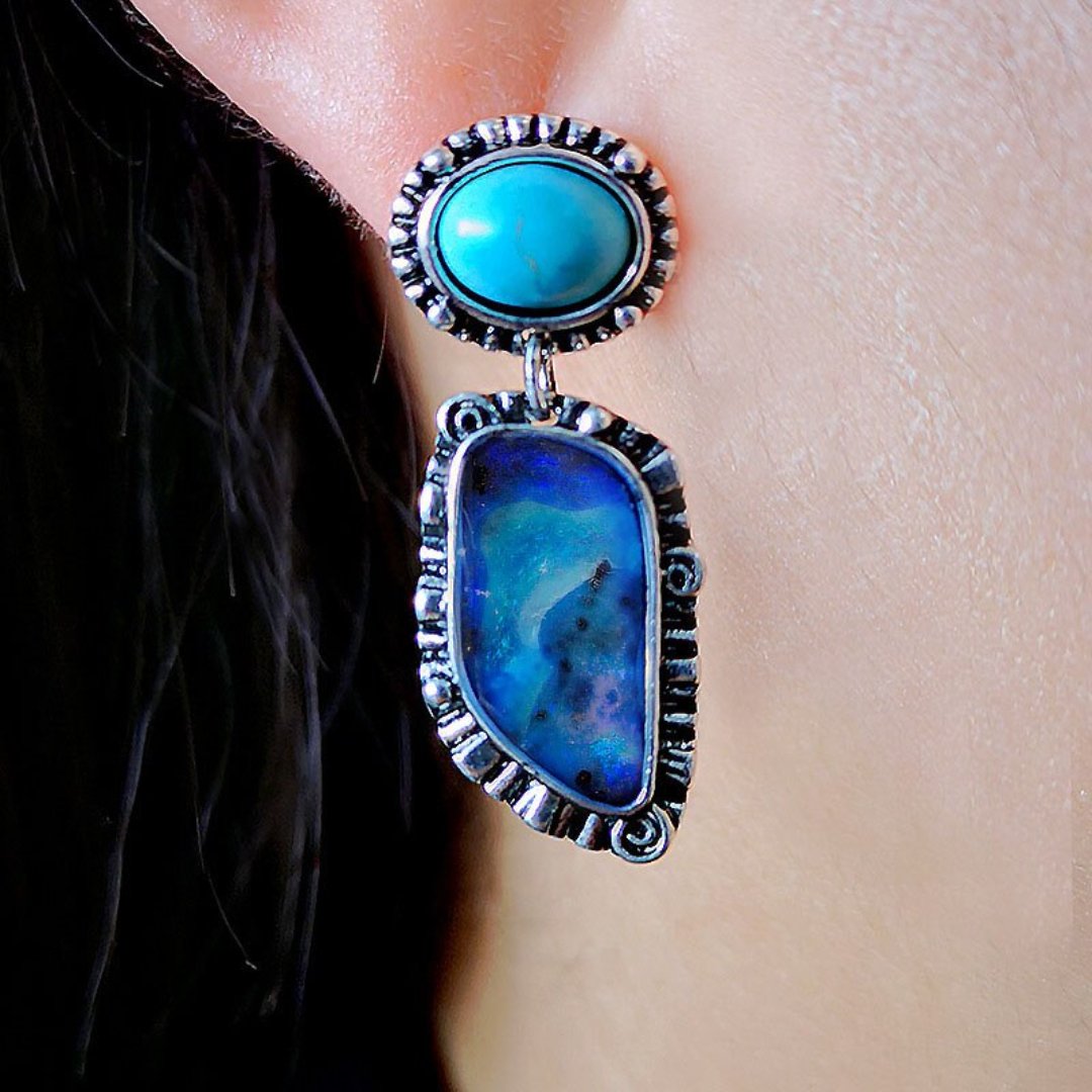 Chillin' Ocean Wave Earrings - Silver - Earrings - Pretland | Spiritual Crystals & Jewelry