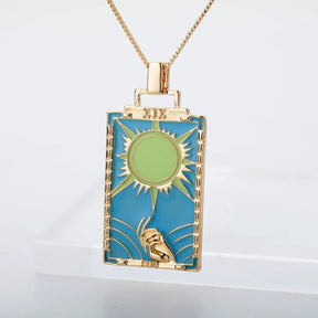 Vintage Colorful Tarot Cards Necklace - Sun - Necklaces - Pretland | Spiritual Crystals & Jewelry
