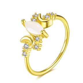 Elegant Moon Shaped Opal Ring - 6 / Gold - Rings - Pretland | Spiritual Crystals & Jewelry