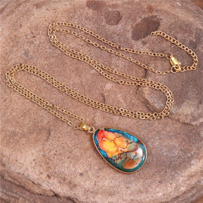 Modern Imperial Jaspers Gold Chain Teardrop Necklace - Necklaces - Pretland | Spiritual Crystals & Jewelry
