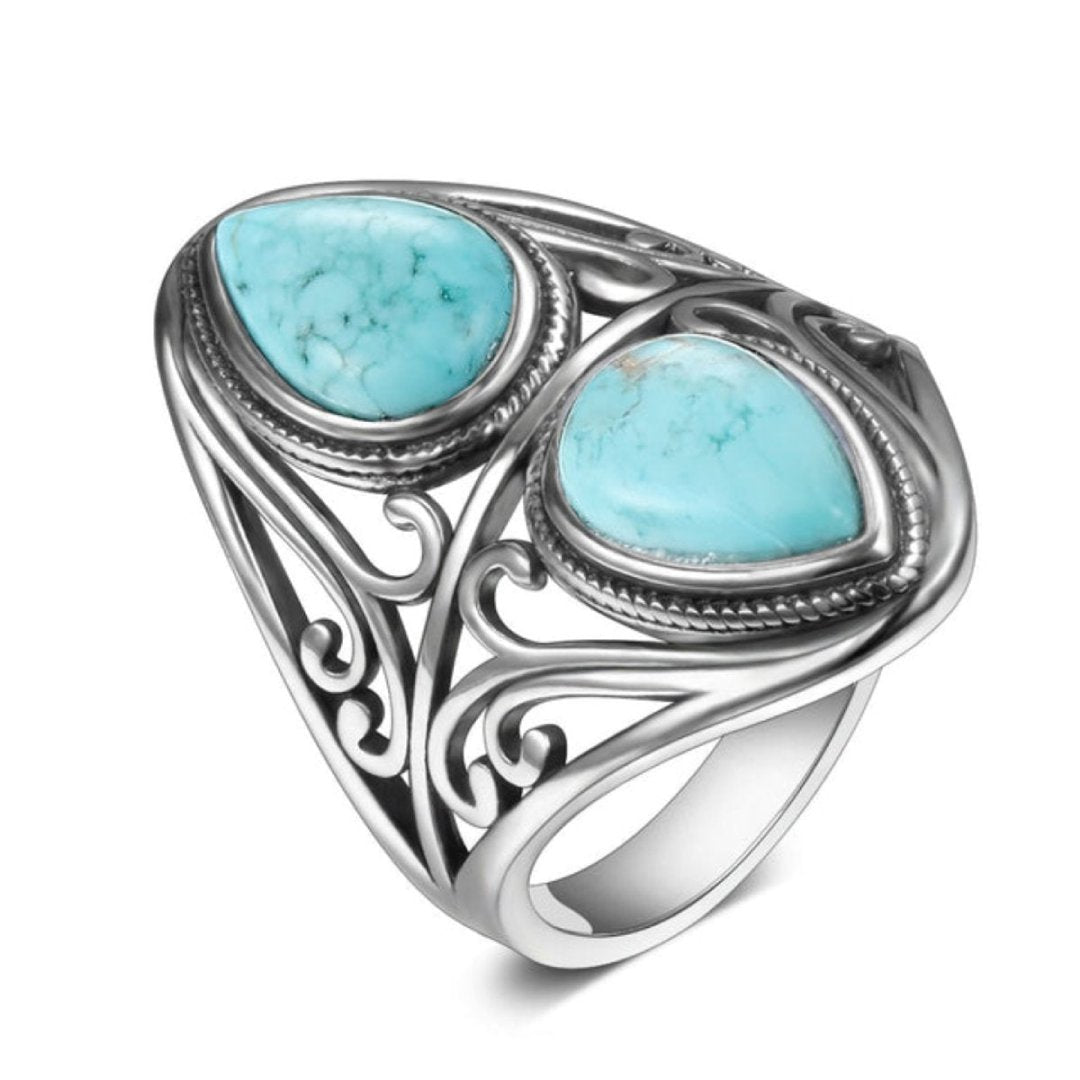 Vintage Natural Stone Silver Rings - 6 / Turquoise - Rings - Pretland | Spiritual Crystals & Jewelry