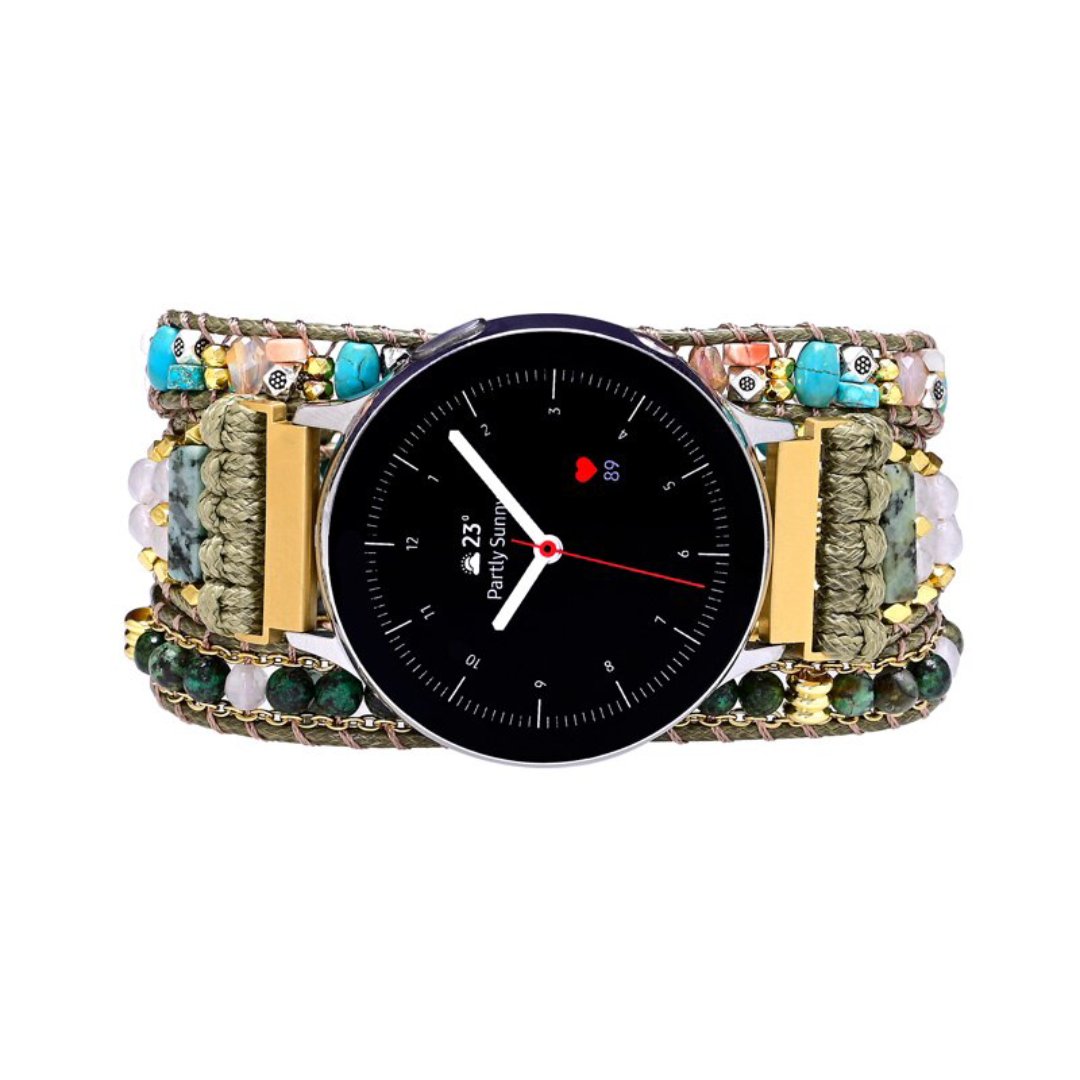 Stylish Green Natural Howlite Samsung Watch Strap - Samsung Watch Straps - Pretland | Spiritual Crystals & Jewelry