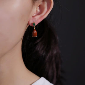 Vintage Red Tourmaline Earrings - Earrings - Pretland | Spiritual Crystals & Jewelry