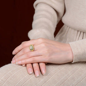 Elegant Gold Hetian Jade Adjustable Ring - Rings - Pretland | Spiritual Crystals & Jewelry