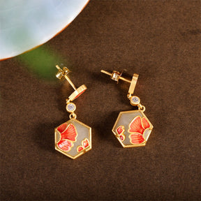 Luxury Gold Plated Flower White Jade Earrings - Earrings - Pretland | Spiritual Crystals & Jewelry