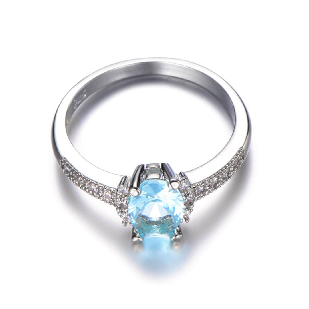 Shining Aquamarine 925 Sterling Silver Ring - Rings - Pretland | Spiritual Crystals & Jewelry