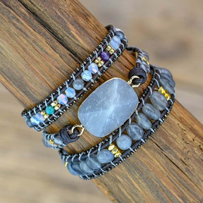 Black Labradorite Stone Bracelet - Wrap Bracelets - Pretland | Spiritual Crystals & Jewelry