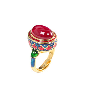 Vintage Red Corundum Gold Plated Adjustable Ring - Rings - Pretland | Spiritual Crystals & Jewelry