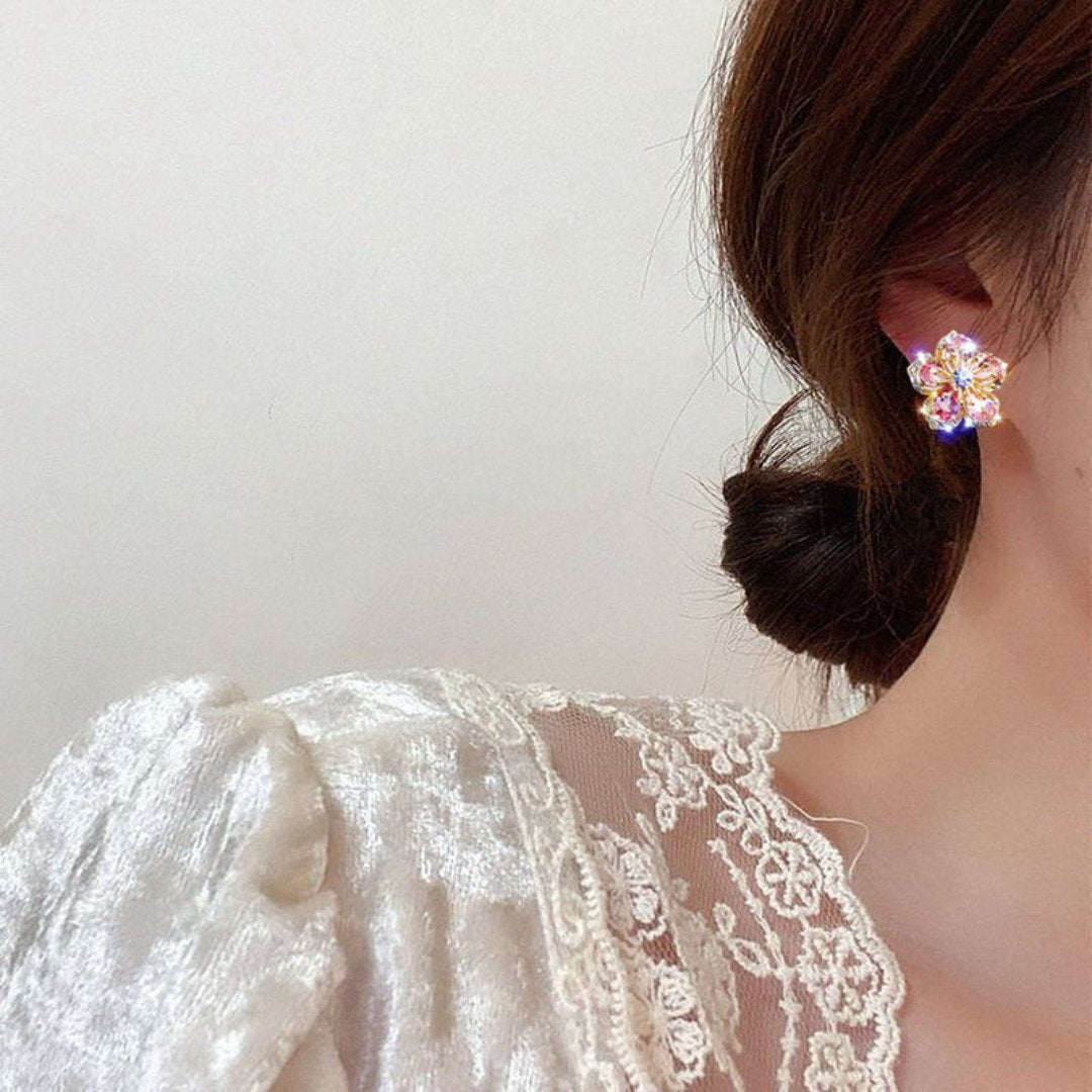 Sweet Flower Zirconia Crystal Earrings - Earrings - Pretland | Spiritual Crystals & Jewelry