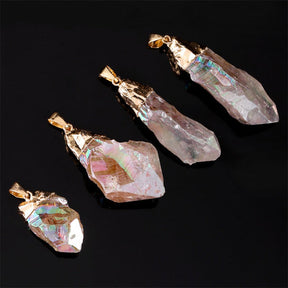 Natural Rainbow Rose Quartz Necklace - Necklaces - Pretland | Spiritual Crystals & Jewelry
