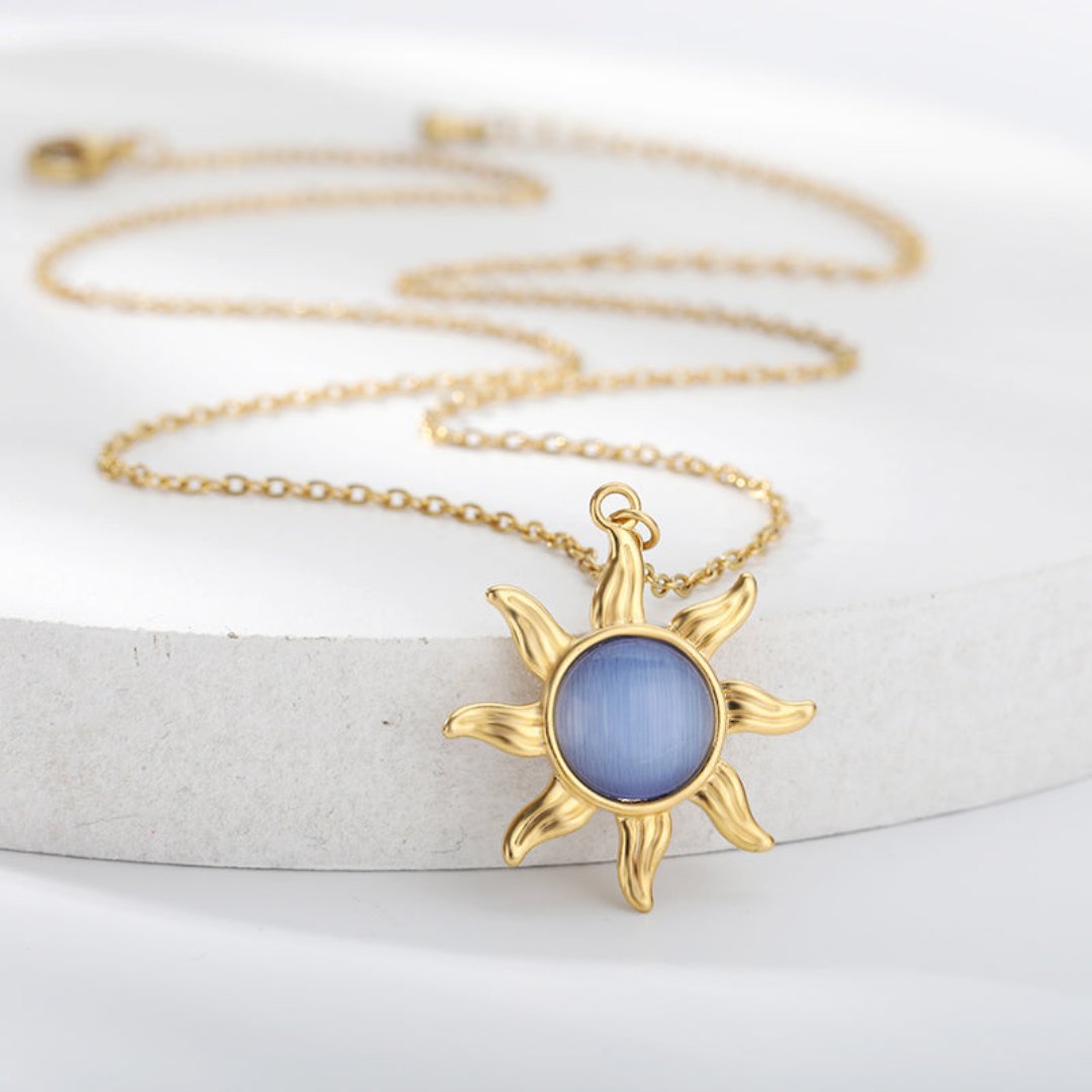 Sun Flower Moonstone & Labradorite Necklace - Necklaces - Pretland | Spiritual Crystals & Jewelry
