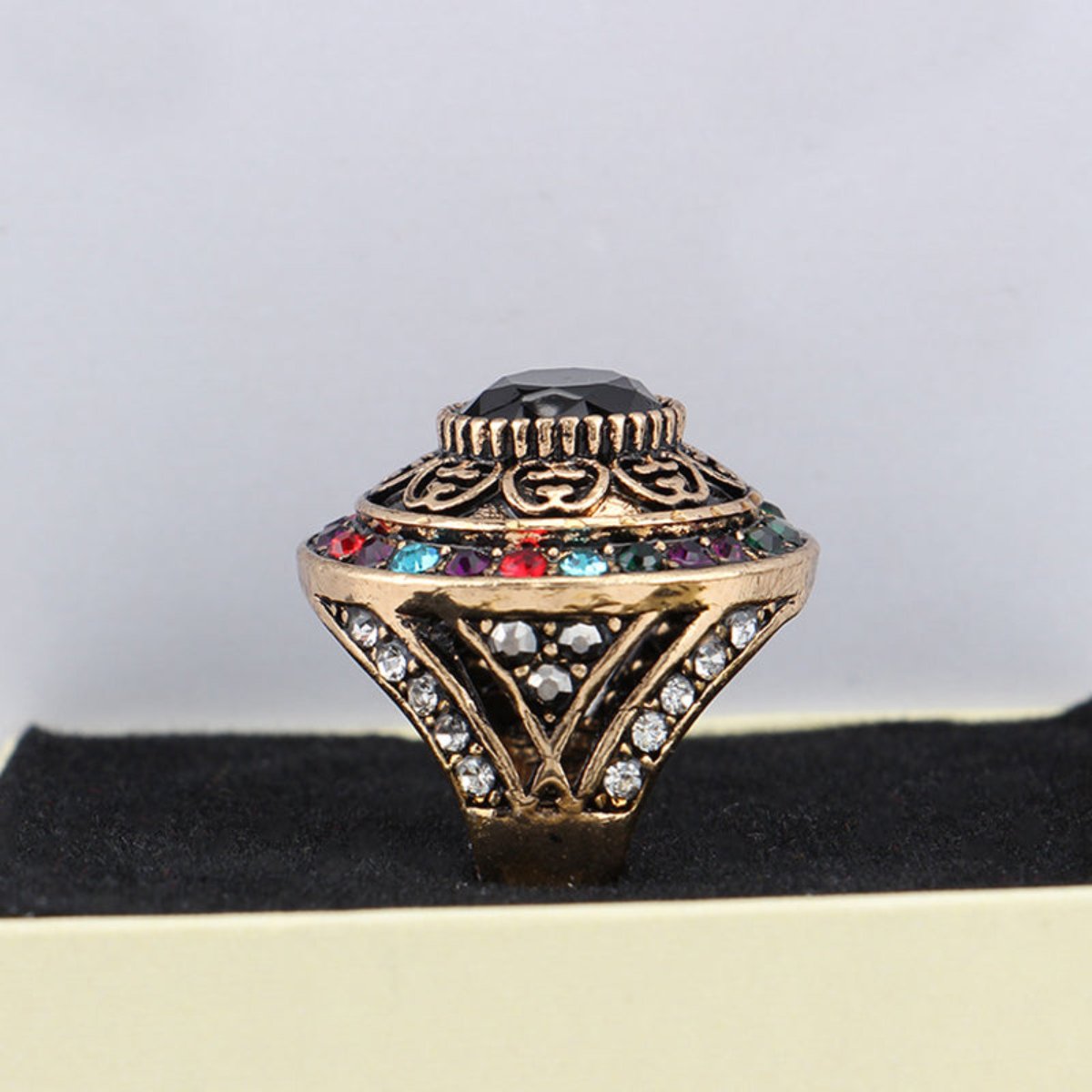 Royal Style Colorful Crystal Wide Ring - Rings - Pretland | Spiritual Crystals & Jewelry