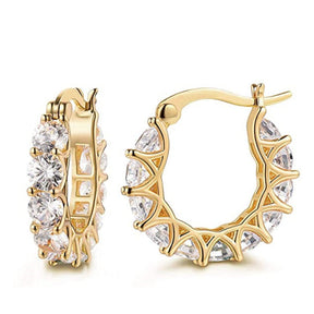 Stylish Cubic Zirconia Hoop Earrings - Earrings - Pretland | Spiritual Crystals & Jewelry
