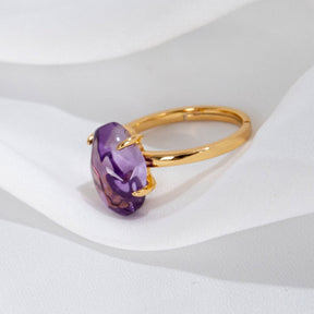 Chic Amethyst Gold Plated Adjustable Ring - Ring - Pretland | Spiritual Crystals & Jewelry