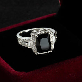 Unusual Black Onyx 925 Sterling Silver Ring - Rings - Pretland | Spiritual Crystals & Jewelry