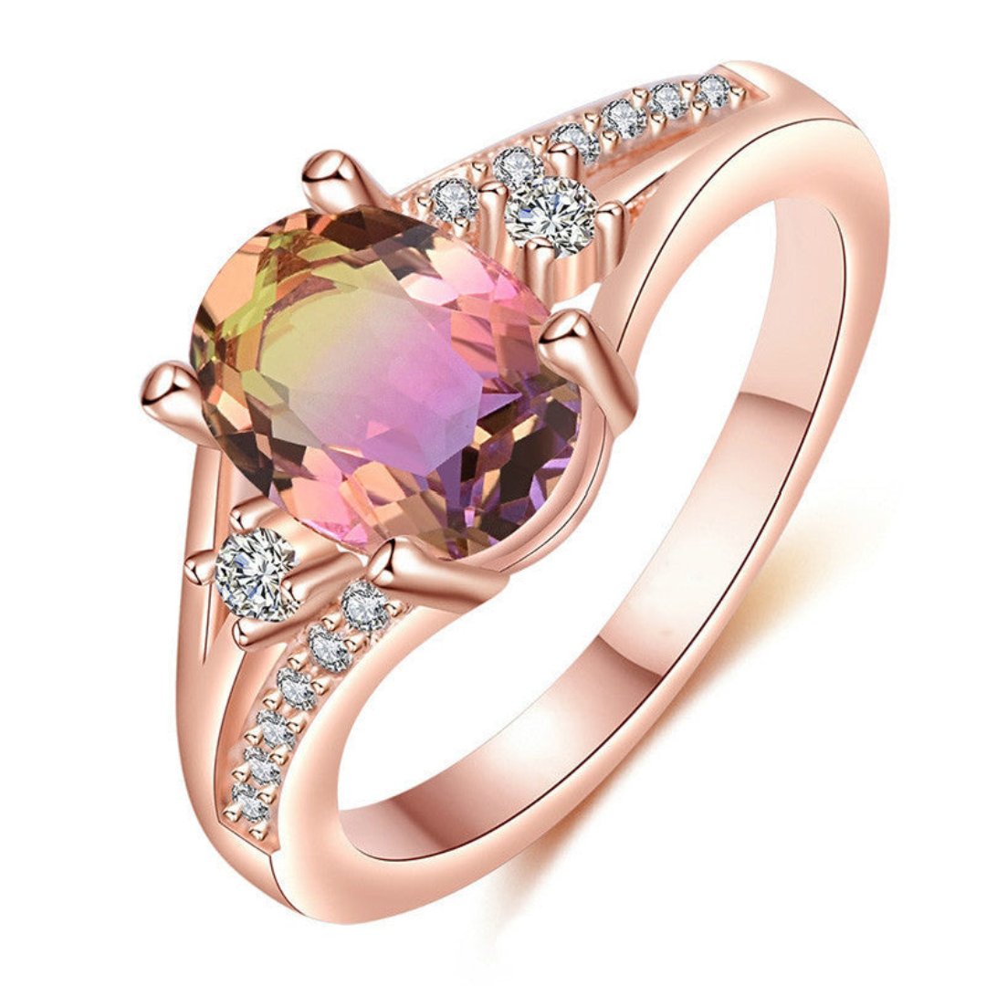 Elegant Color Zirconia Rose Gold Ring - 5 / Pink - Rings - Pretland | Spiritual Crystals & Jewelry