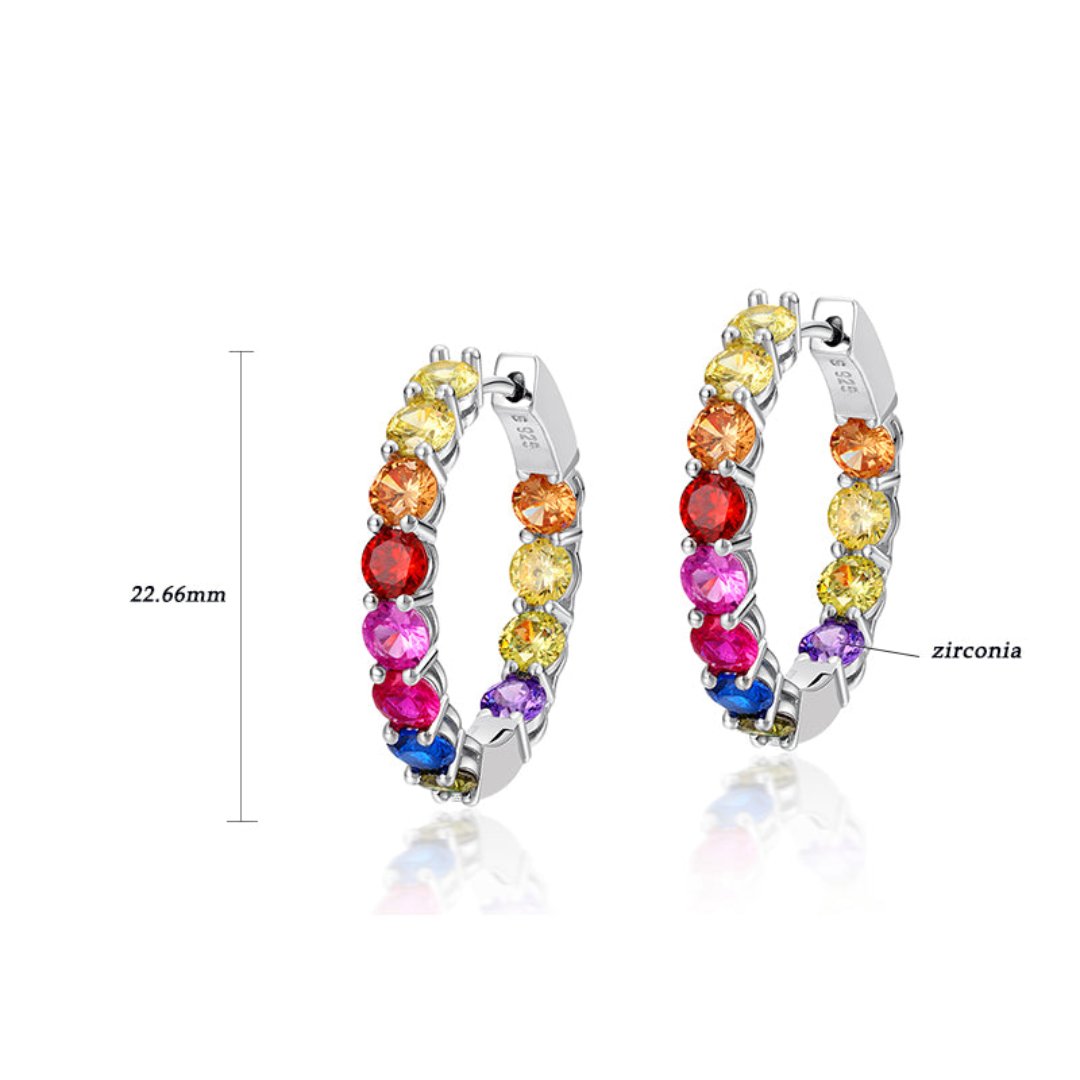 Colorful Zirconia 925 Sterling Silver Hoop Earrings - Earrings - Pretland | Spiritual Crystals & Jewelry