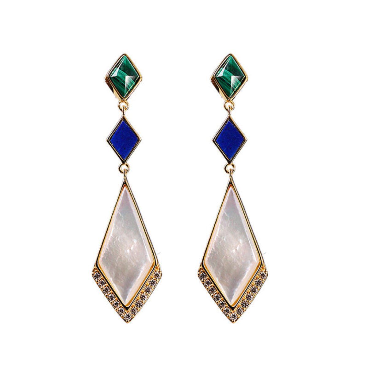 Enchanting Malachite Lapis Lazuli S925 Silver Earrings - Earrings - Pretland | Spiritual Crystals & Jewelry