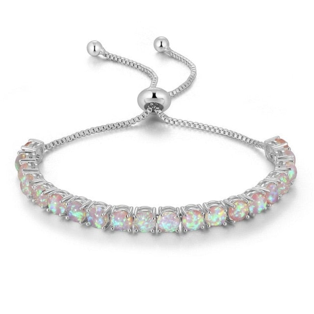 Spiritual White Opal Silver Bracelet - White Fire Opal-Silver - Bracelets - Pretland | Spiritual Crystals & Jewelry